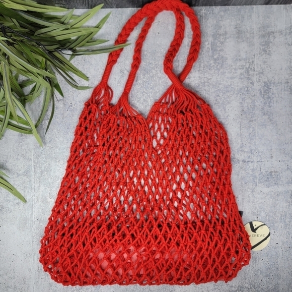 NWT Evereve | Ren Open Weave Crochet Bag in Cherry Red - Picture 1 of 4